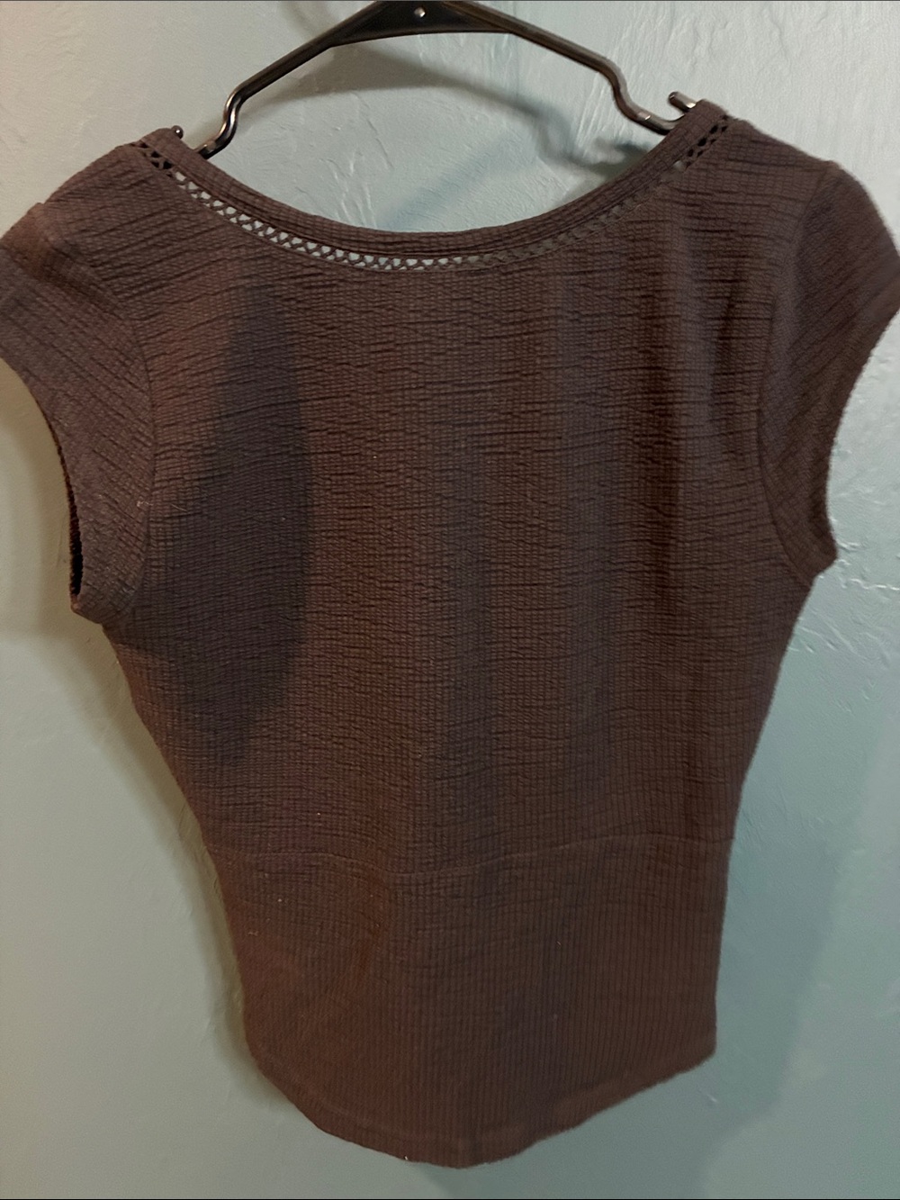 Women's V Neck Short Sleeve Stretch Knit Top - Picture 3 of 5